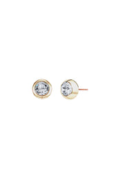 Crystalp Small Round Solitaire Earrings with Crystals - Gold